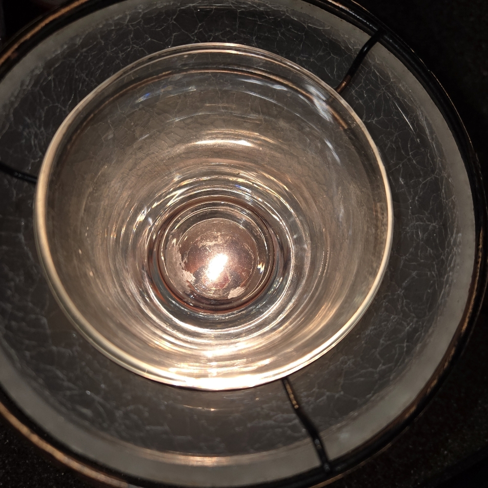 Scentsy Lampshade White Crackle Tulip Shade + Base Wax Warmer White Bronze - Picture 6 of 9